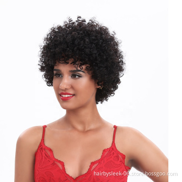 Rebecca cost-effective Bouncy Curls Short Curly Wig With Bangs Brazilian Hair Remy Pixie Cut Wig Human Hair Wigs For Women